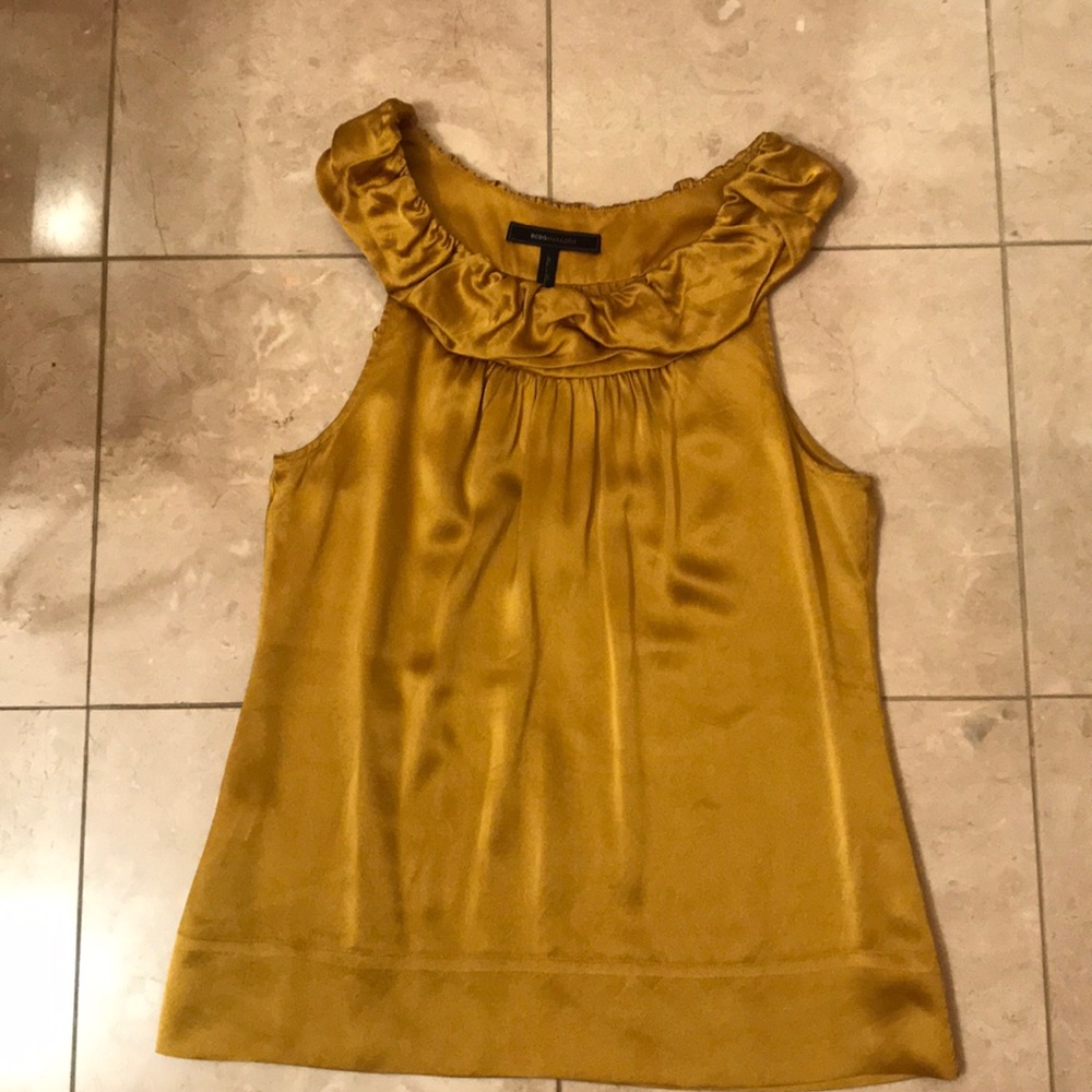 BCBG Gold 100% Silk Top Size Small